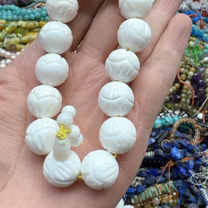 合金玛瑙/玉髓珠宝半成品一条16mm车车莲花手串