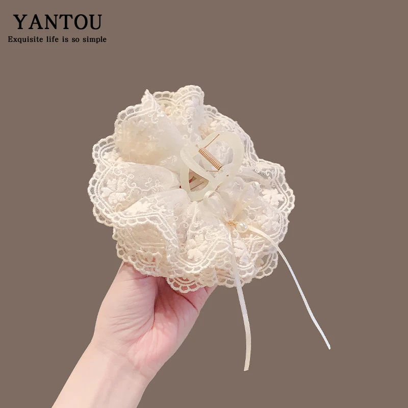 发夹女2025新款高端后脑勺蕾丝鲨鱼夹头饰洋气时尚日常外戴抓夹子