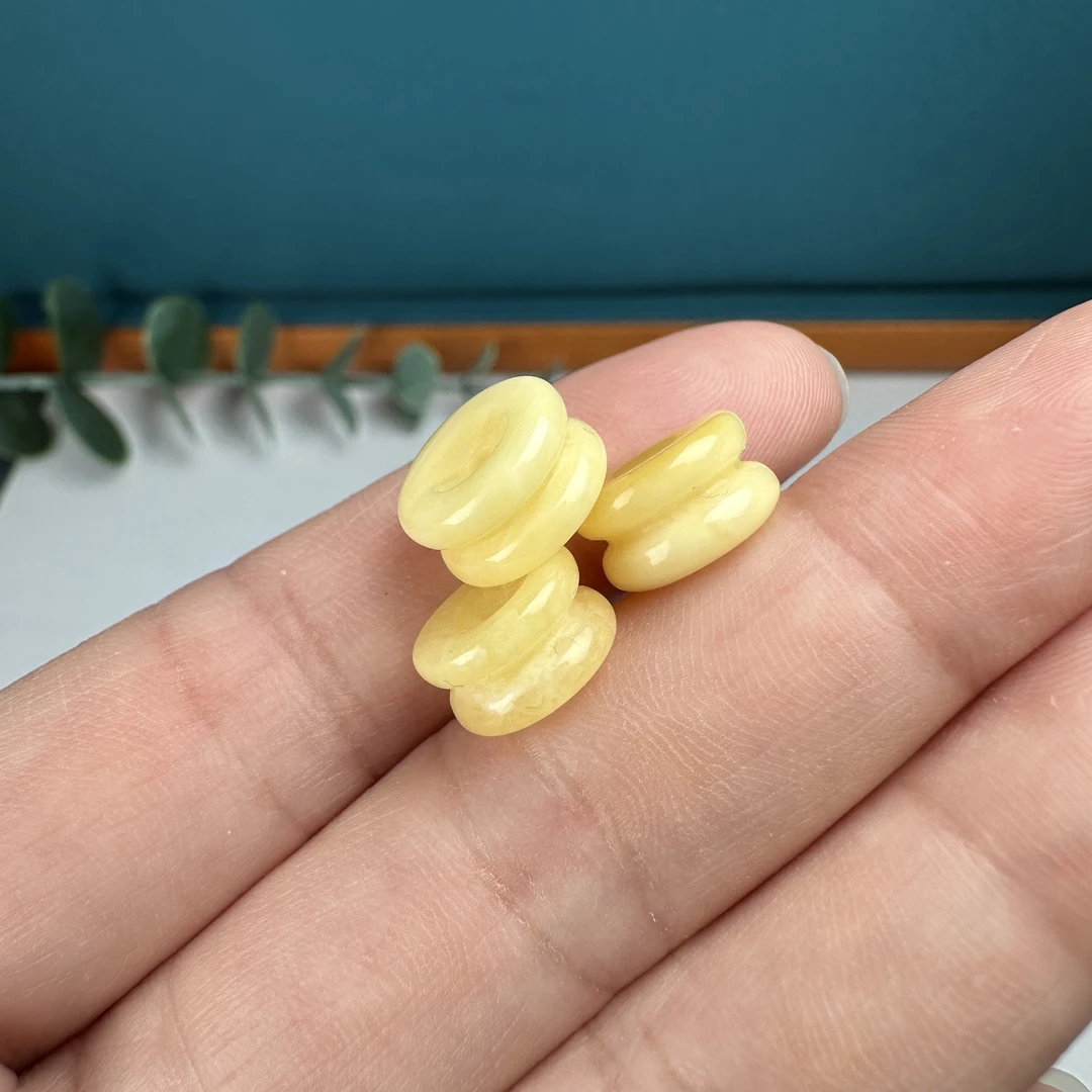 B058天然原矿蜜蜡 DIY配件背云车轮珠滑轮珠一颗8 9 10 11mm