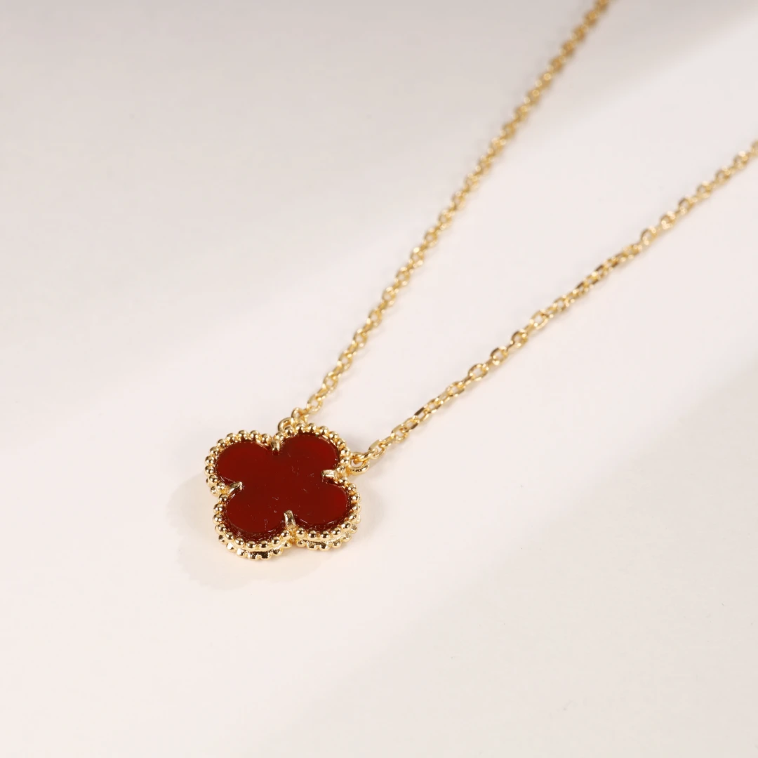 铜合金项链 轻奢红色个性幸运四叶草经典百搭项链 QDMIC-QD834