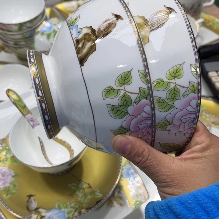 瓷片琴瑟和鸣六寸面碗两个