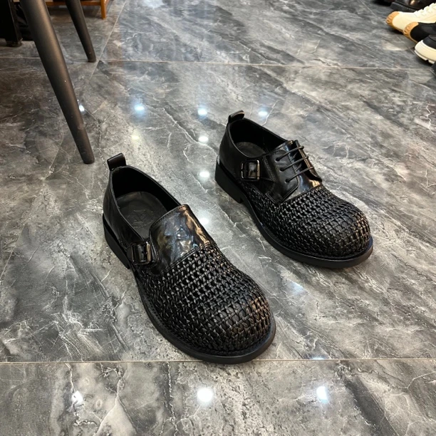 夏季必备神器纯皮编织透气休闲男鞋