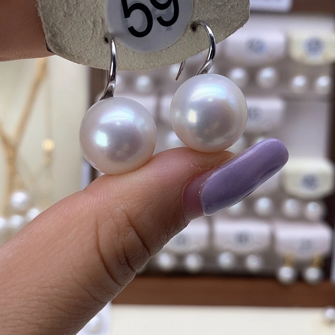 银S925镶嵌淡水珍珠耳饰