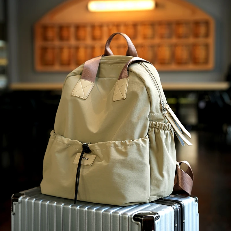 GELANDAI耐刮拉链通勤双根双肩包复古时尚轻便文艺潮流多功能1912