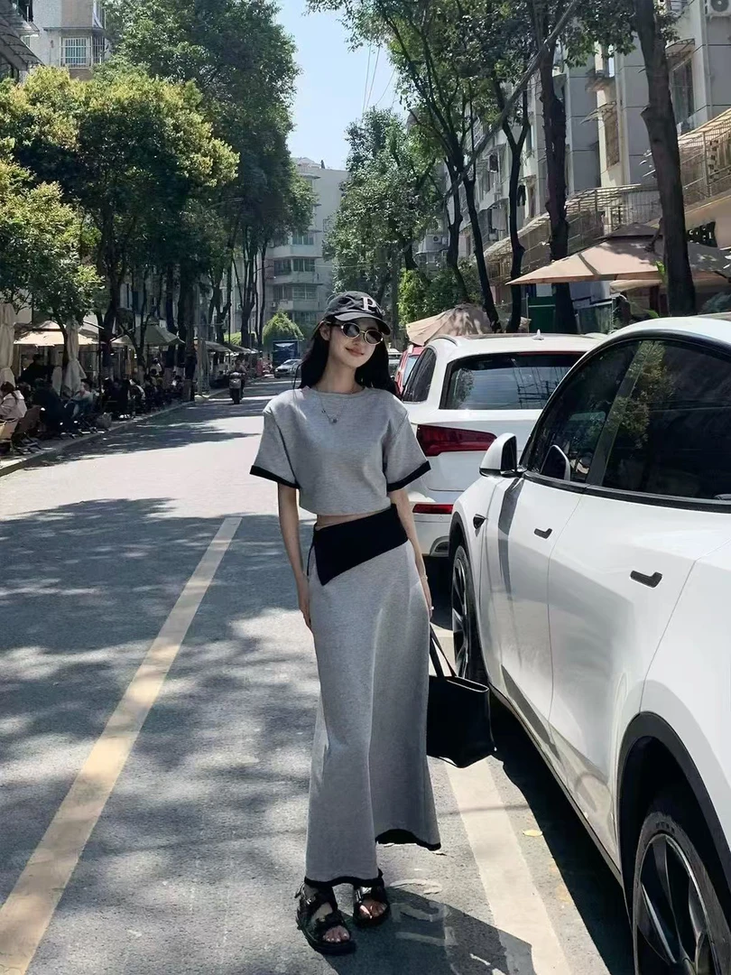 休闲风韩系长裙显瘦修身轻职风套装气质时尚套装