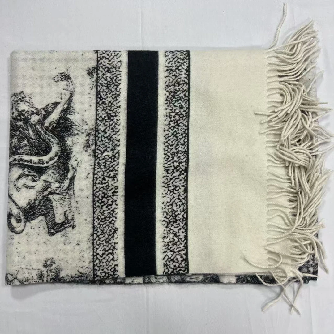 羊绒长巾-经典丛林千鸟 65*200cm丝巾