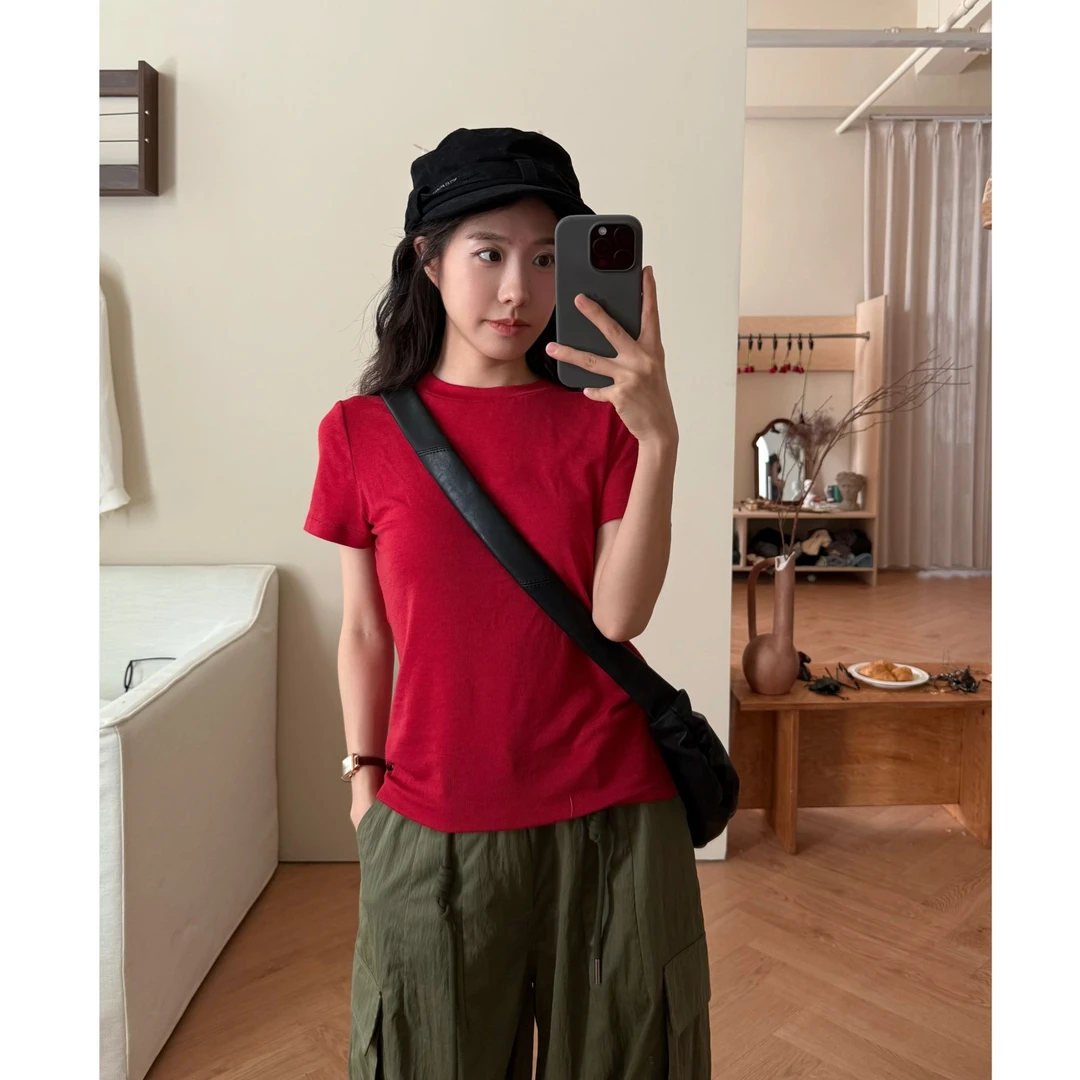 【在仓】小个子兰精天丝+美利奴羊毛零压感弹力修身短袖T