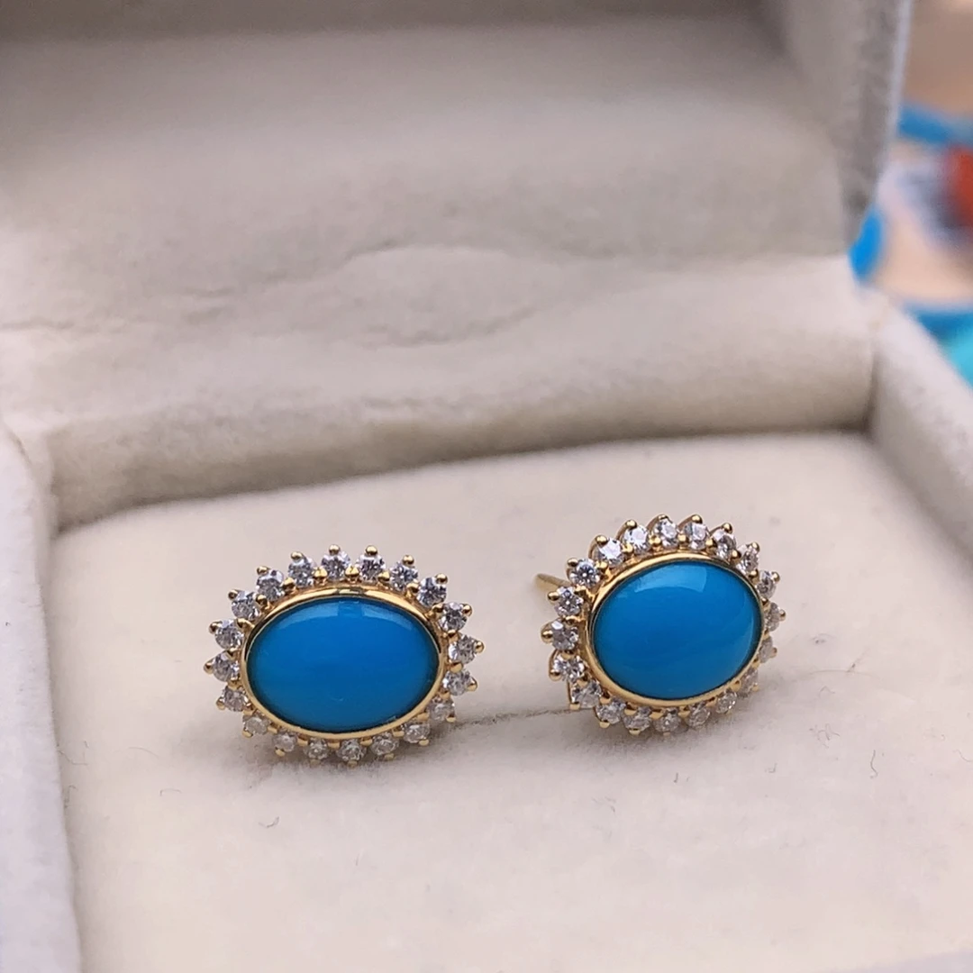 绿松石18K金镶嵌珠宝奇石