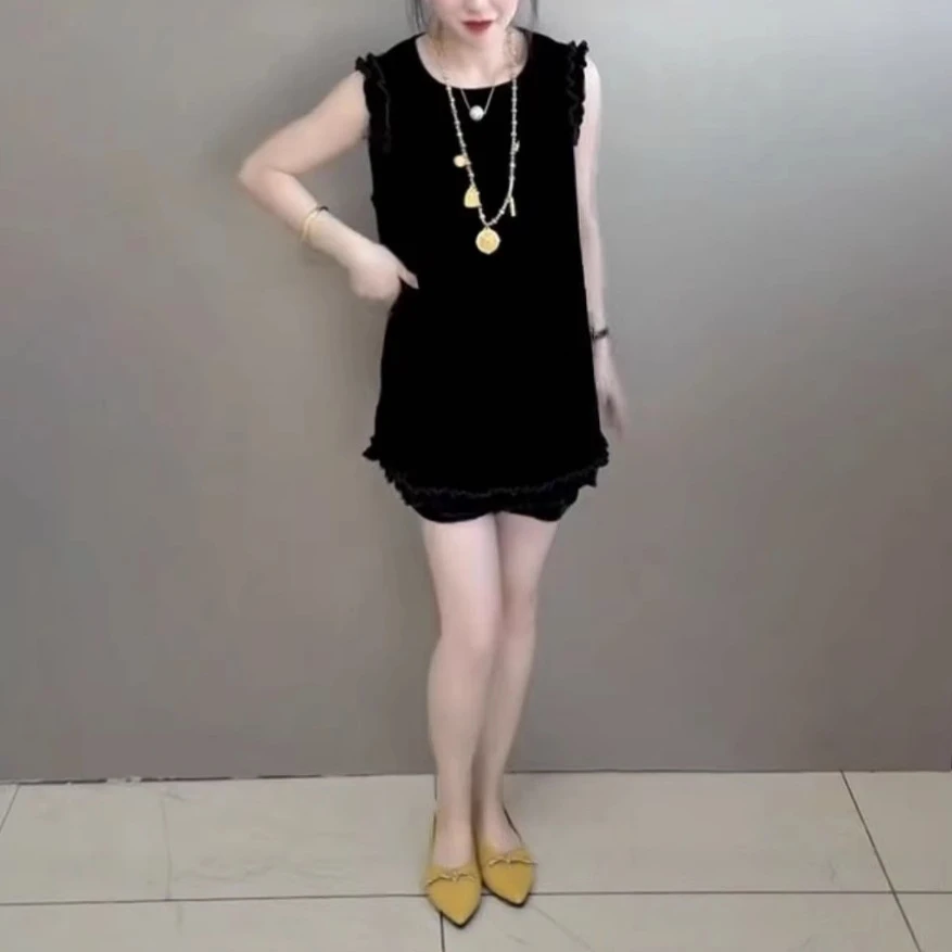 中年女装2025夏季新款时尚后背单排扣上衣宽松短裤套装两件套装