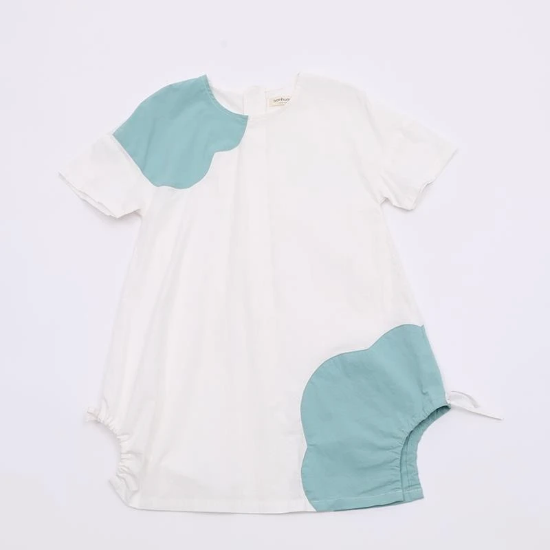 春夏女中童撞色拼布短袖连衣裙3223012934