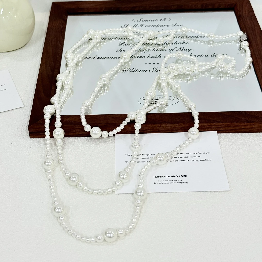 XL-117法式复古长款珍珠多层轻奢高级感项链