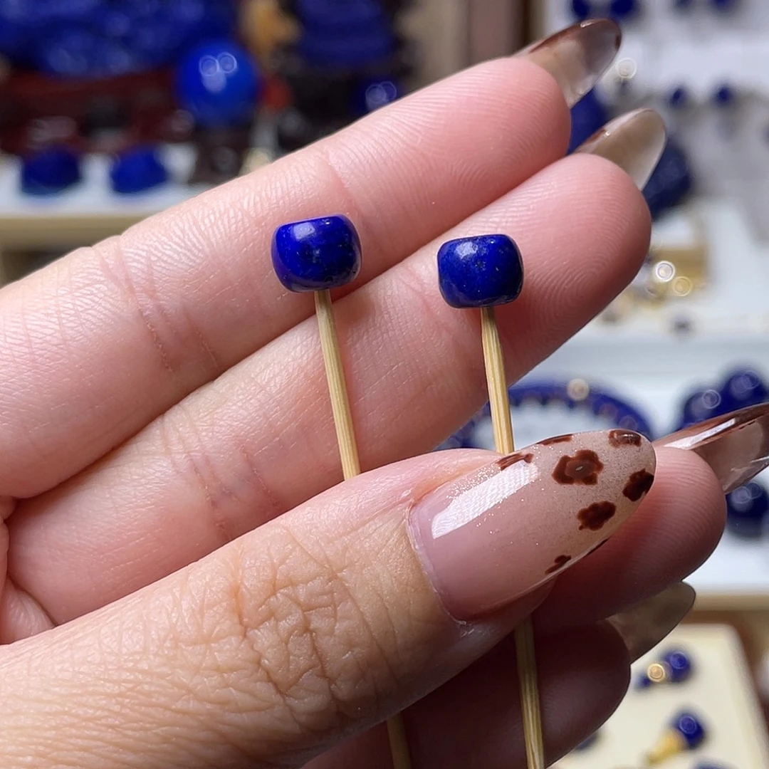 青金石未镶嵌微瑕8mm老型对珠（不退不换）