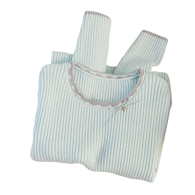 她池2025春装新款女装温柔风蝴蝶结装饰圆领长袖针织衫T51X0700Z