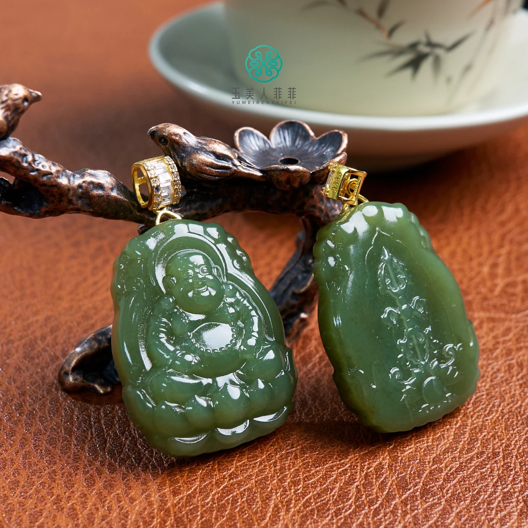 菲菲珠宝好/S925和田玉莲花坐佛吊坠约36*28mm/多样性发一