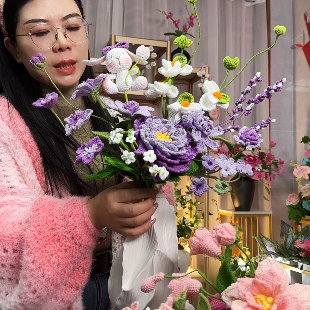 纯手工钩织手工钩织设计花束