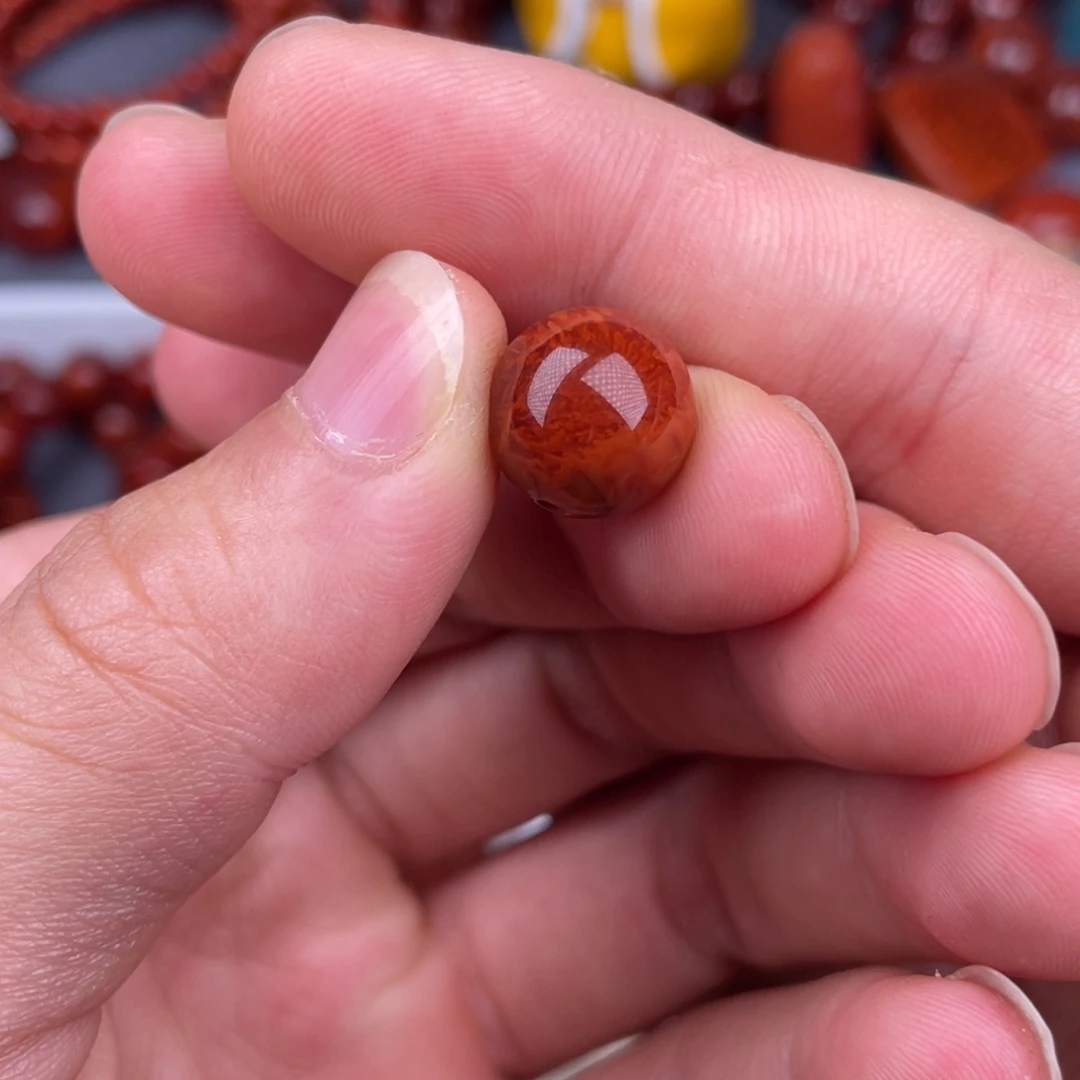 南红玛瑙未镶嵌其他11.8mm瓦西玫红火焰纹单珠