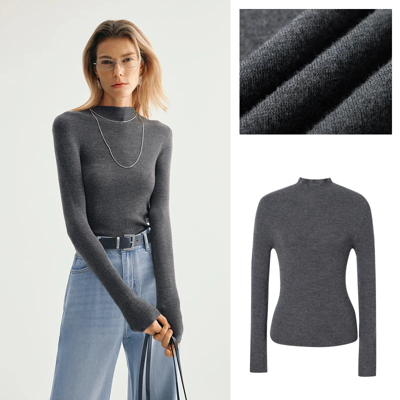 MM麦檬重磅精纺羊绒24年百搭羊毛打底毛针织衫5F8932703