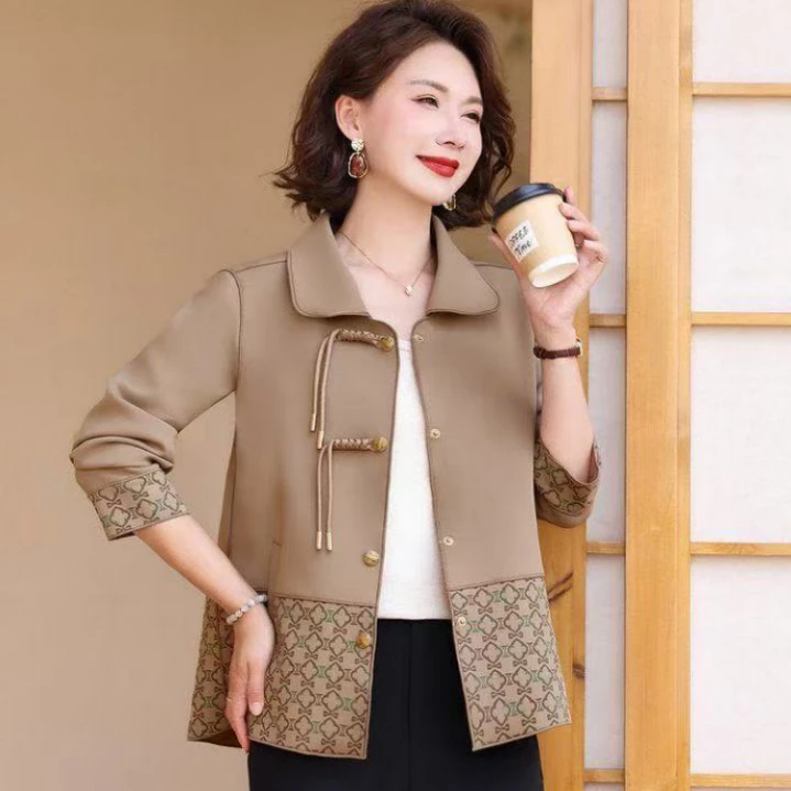 8922-高档妈妈春季薄款外套休闲宽松高贵女上衣夹克西装【B仓东】