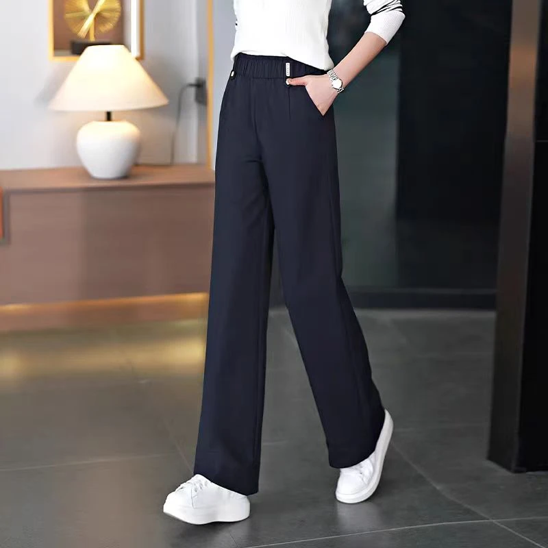 9820款加绒加厚时尚洋气休闲裤高腰显瘦百搭直筒裤宽松裤子