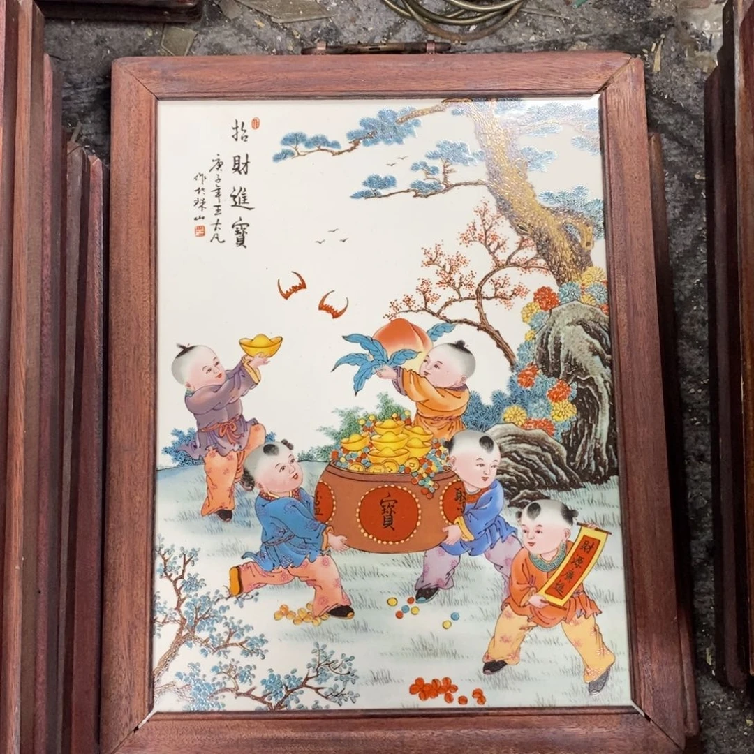 瓷片37*28*1景德镇瓷板画柴窑烧制