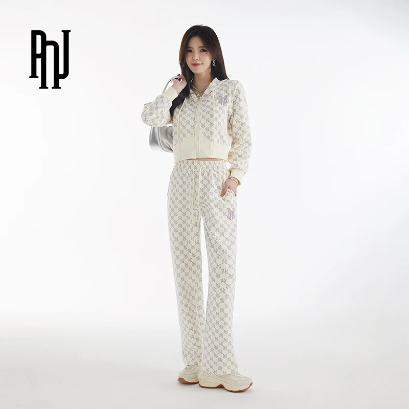 PNJ商场同款新品女连帽印花休闲运动春秋款阔腿宽松套装减龄时尚