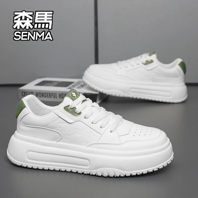 SENMA/森马男鞋2026新款冬季透气板鞋男款休闲运动厚底防滑小白鞋