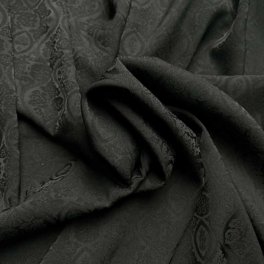 【464】金钱萝全黑花萝面料