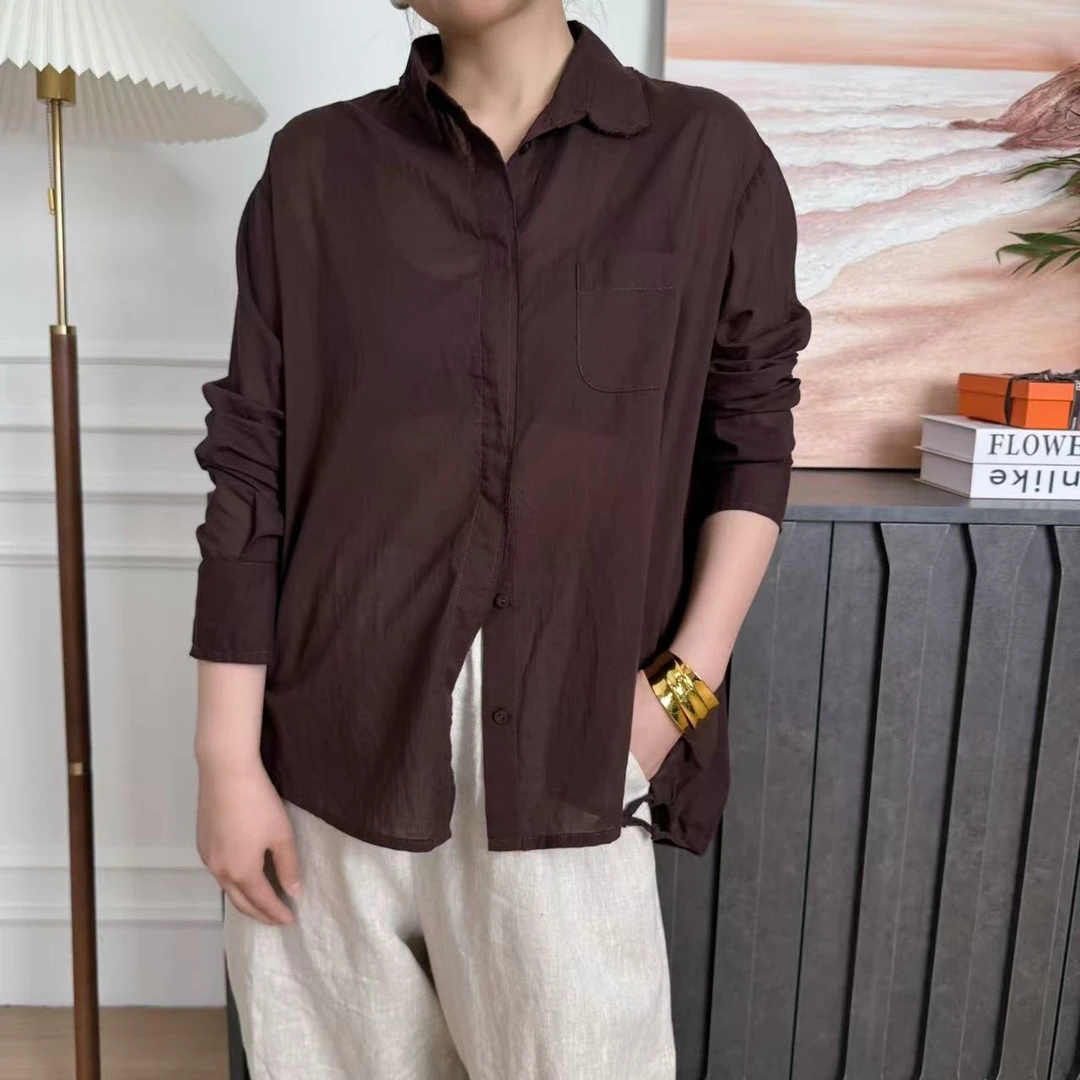 【ITAIWAH】2025春季新款棉布领子门襟做软工艺落肩袖衬衣