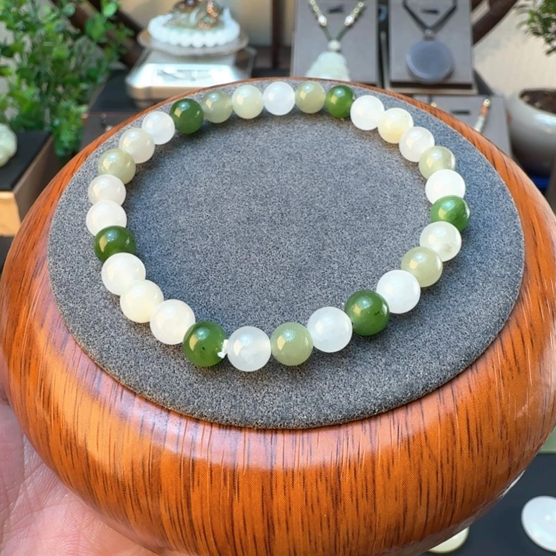 和田玉手链未镶嵌微瑕