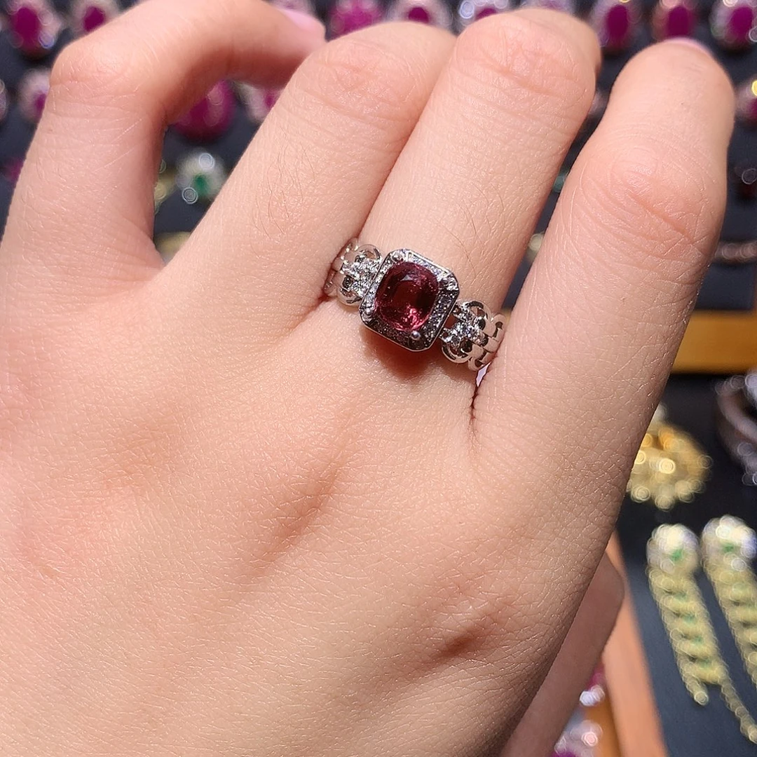 碧玺戒指银S925镶嵌