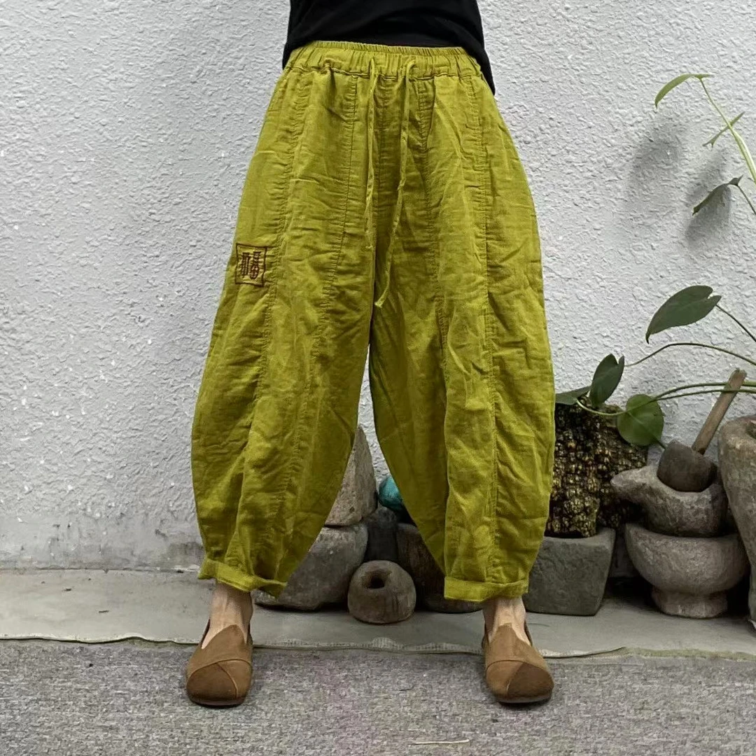 2132右侧绣福双层纱12片南瓜休闲裤（长88臀围148脚口44