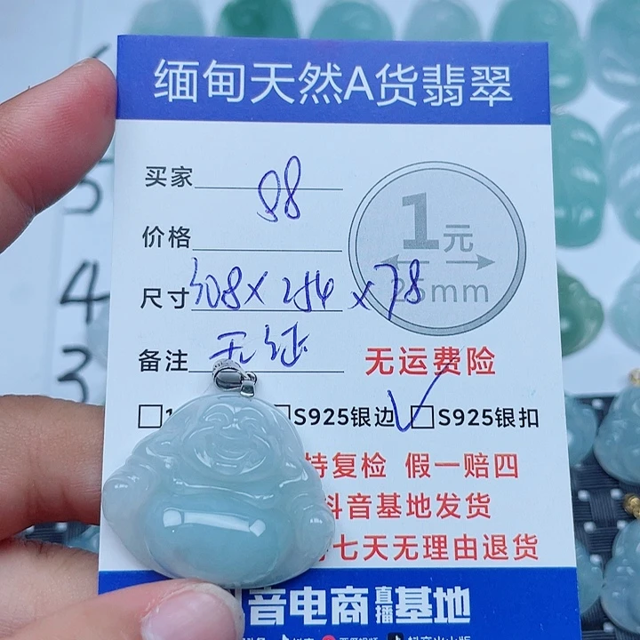 吊坠(不含链)银S925镶嵌翡翠缅甸a货翡翠