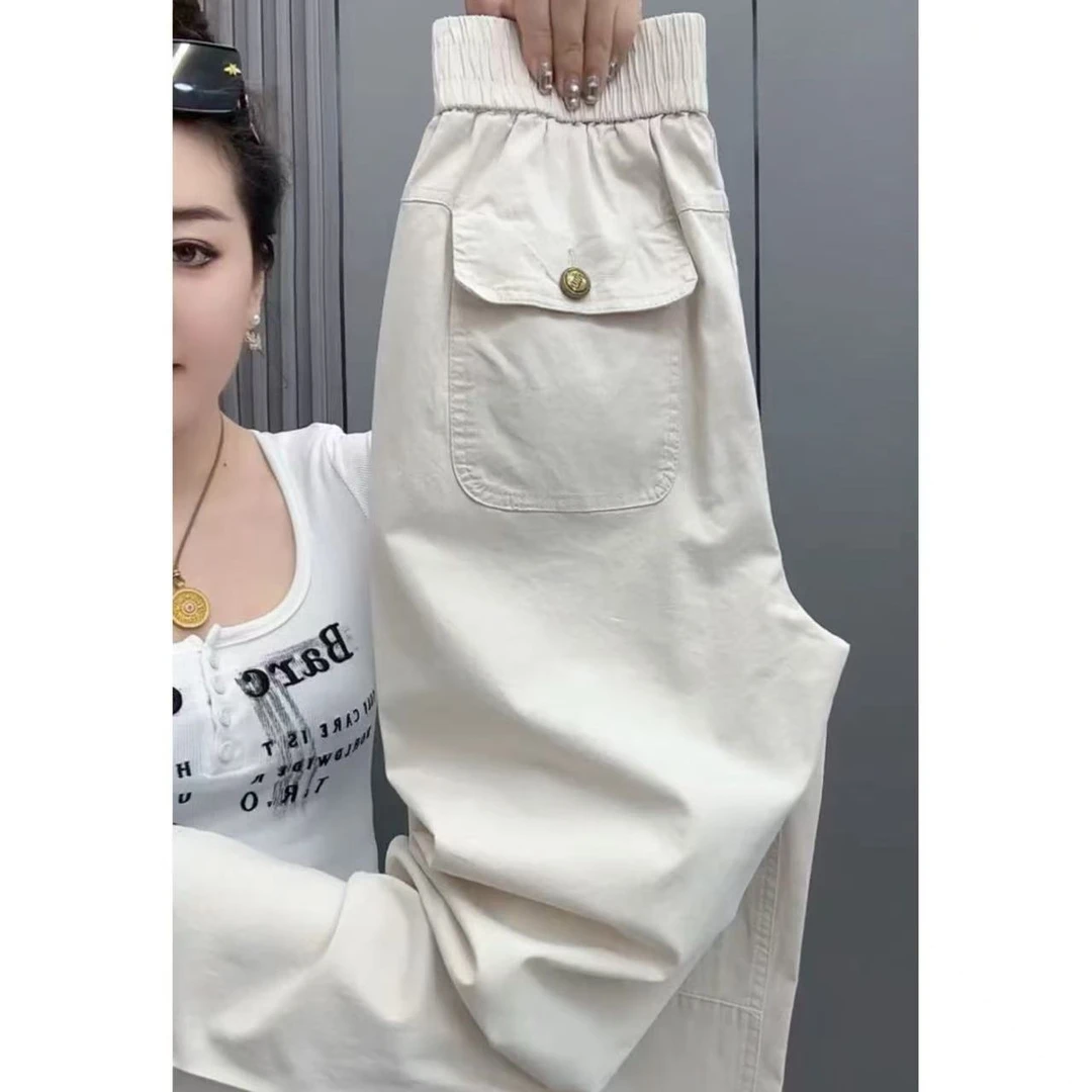 夏季新款小个子高腰水洗九分休闲裤宽松百搭显瘦通勤哈伦裤萝卜裤