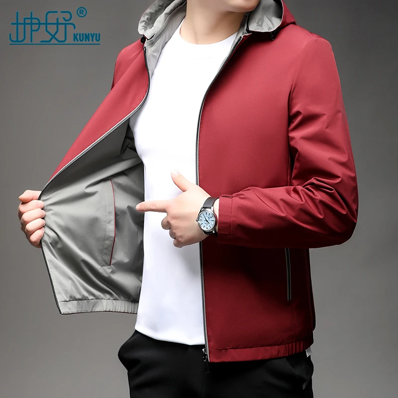 坤妤春秋新款成熟男士外套双面穿可拆卸帽夹克商务休闲高品质外套
