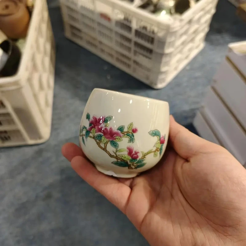 草木灰龙蛋主人杯茶杯品茗杯【山茶花】-5896