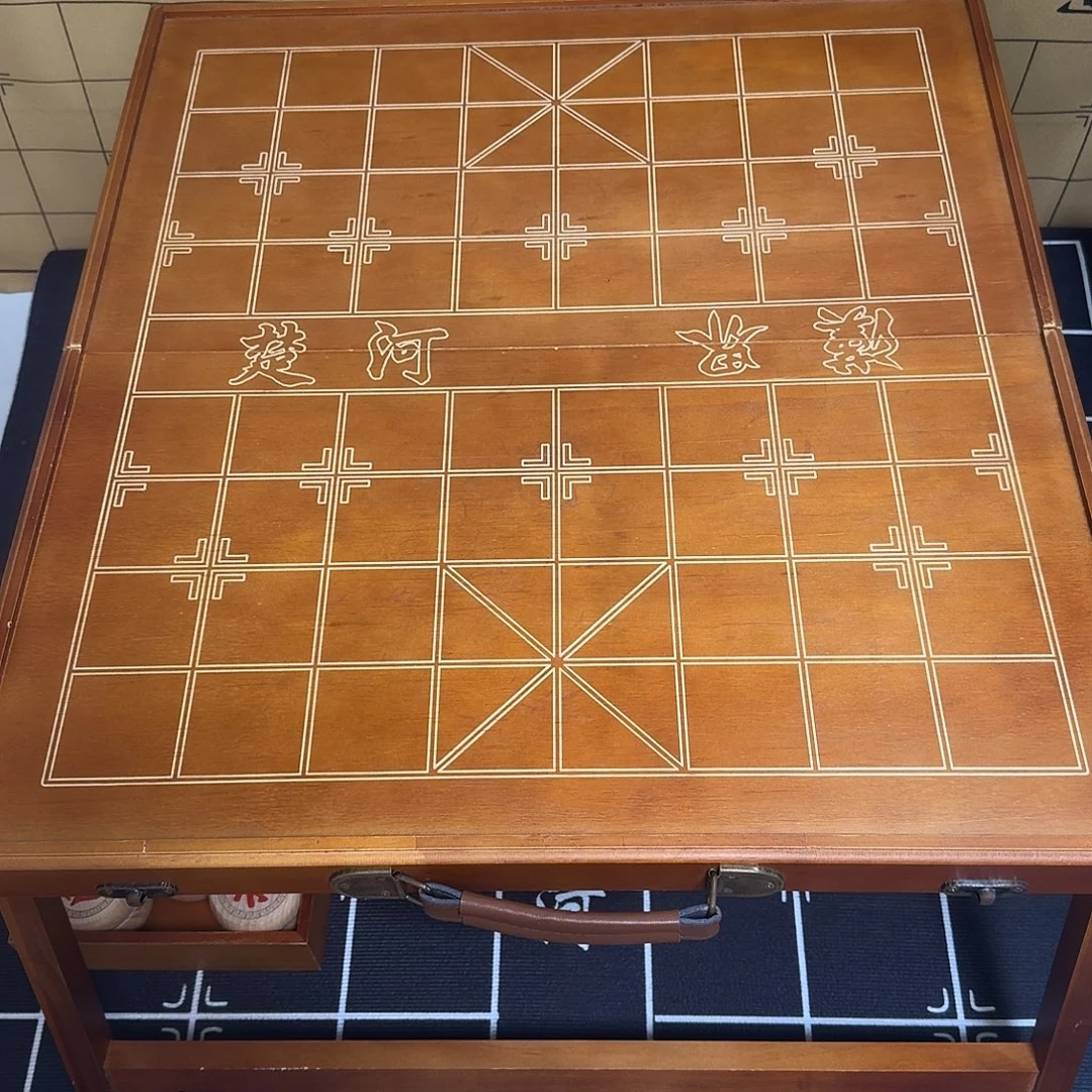 60实木折叠棋桌➕两个实木象棋盒子
