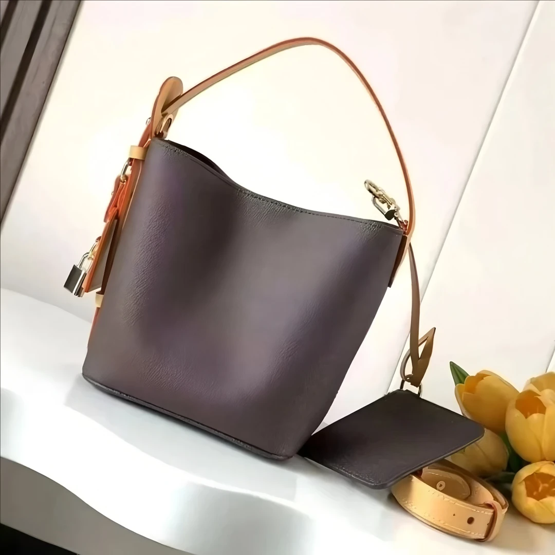 【水桶Allinbb】带动态芯片老花水桶包包新款百搭单肩老花斜挎包