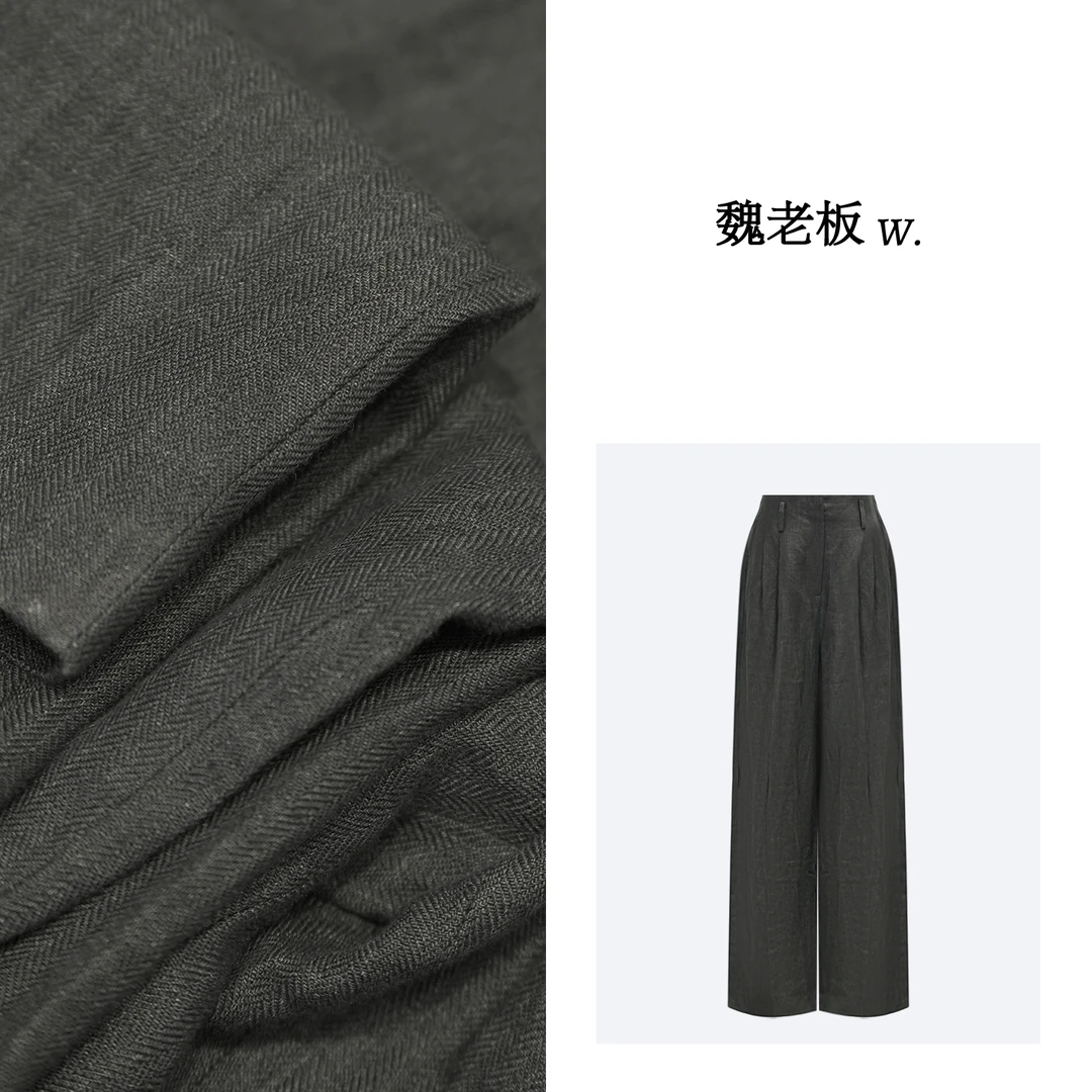 W.Diva【代表作】春季时尚百搭意大利进口软亚麻直筒神裤1K1111140