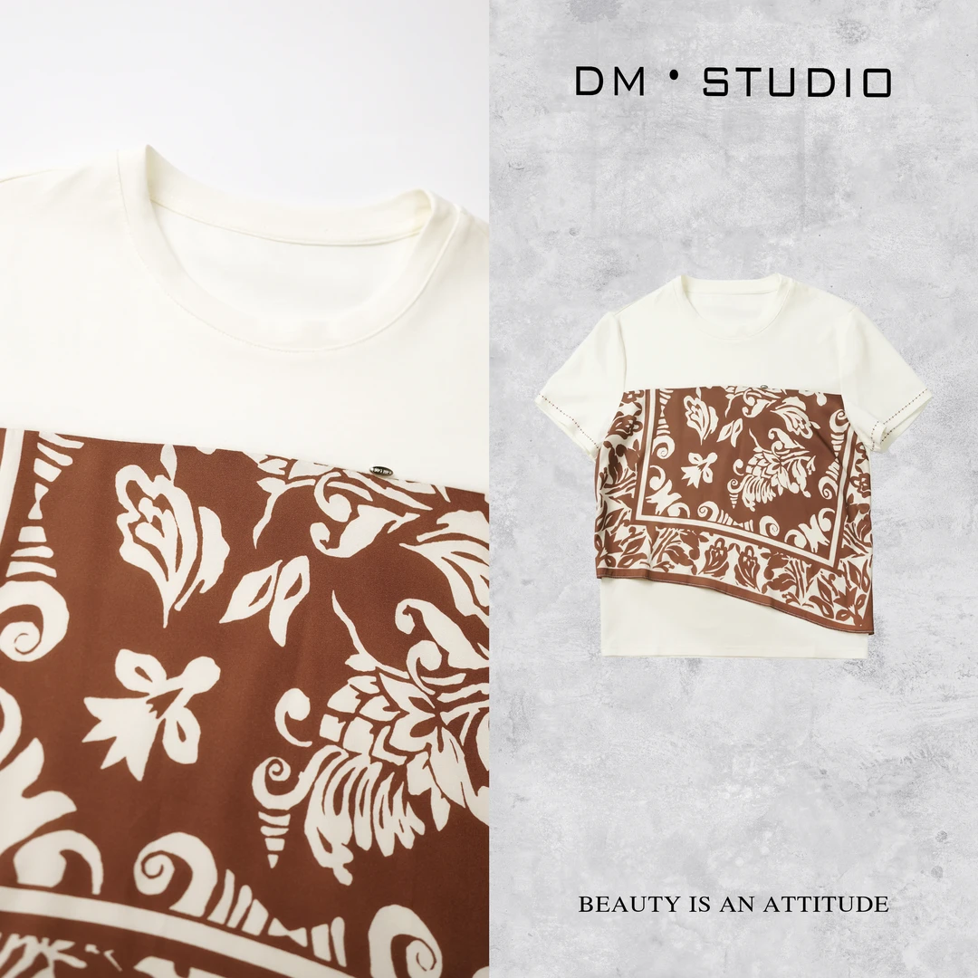 DEDM•STUDIO/气质减龄复古显白圆领百搭休闲T恤上衣2504TX/8449