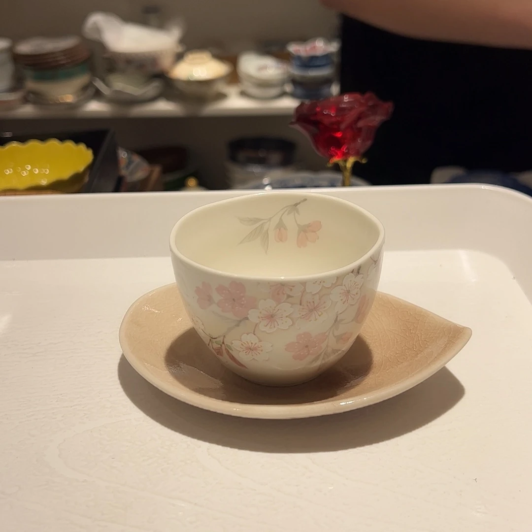 S***丶瓷樱花内外绘异形咖啡杯1套小可爱大漂亮