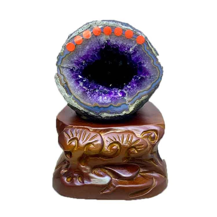 天然乌拉圭巴西紫晶洞聚宝盆钱袋子紫晶簇开口笑恐龙蛋精美办公