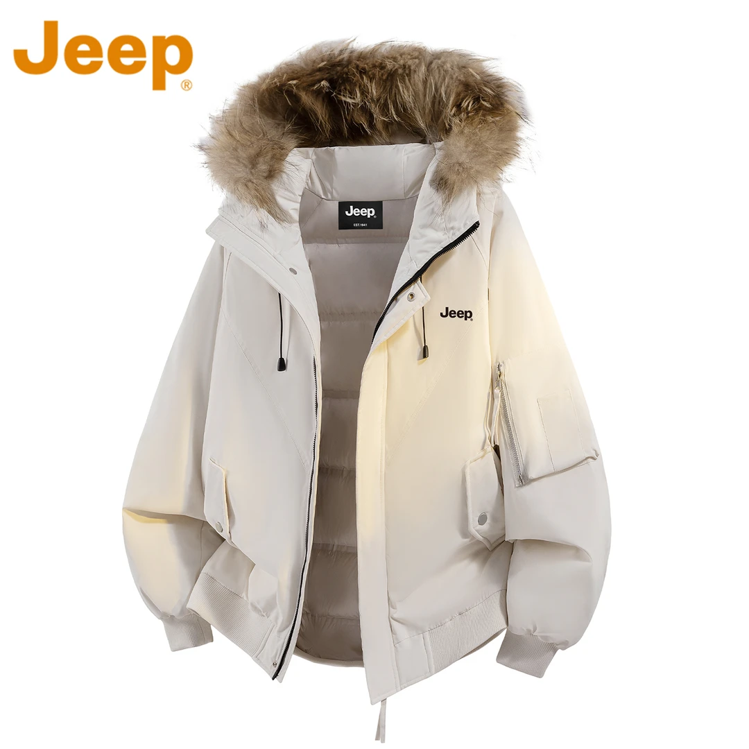 JEEP吉普羽绒服男士2025秋冬季新款加绒加厚保暖中年上衣外套男款