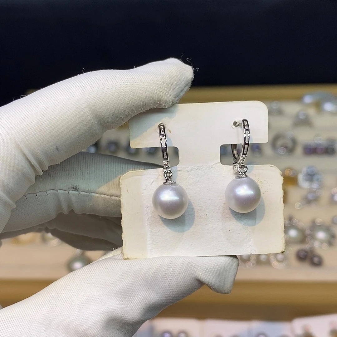 耳饰银S925镶嵌海水珍珠