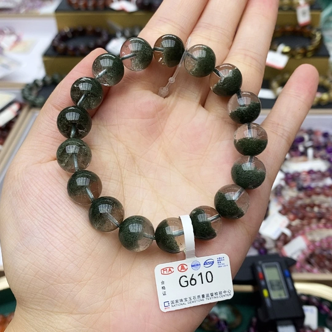 未镶嵌手链水晶G610 绿幽灵 11-12m+