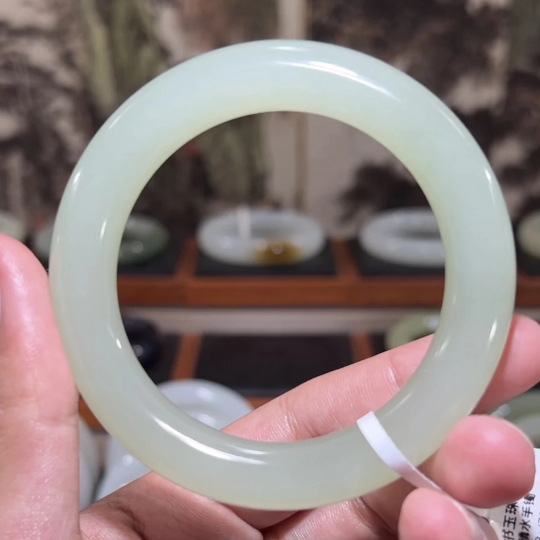 福利！和田玉高冰青提葡萄肉手镯58-59圈口