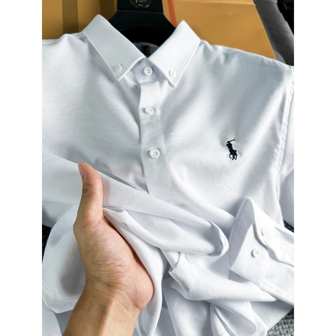 TXV轻奢早秋季薄款高端欧货刺绣战马长袖衬衫男2025新款衬衣男士