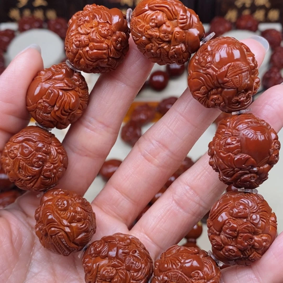 橄榄核吊坠随**流百子财神，