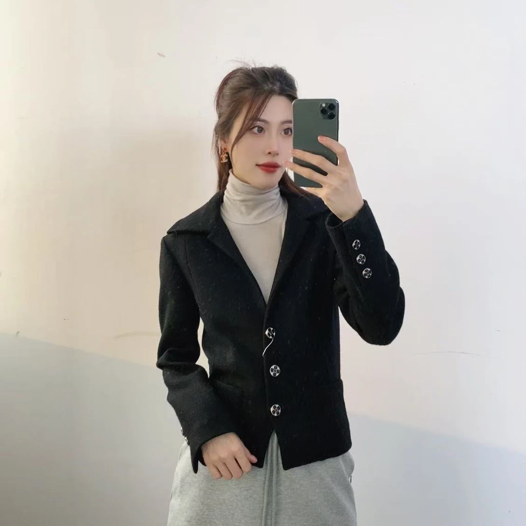 95新 Chanel/香奈儿 麦殿/羊毛软呢22A外套36码/250106XLH2Z02