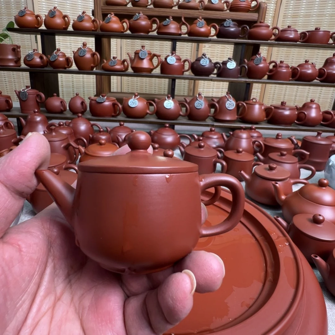 非***鲫茶壶紫砂潮州手拉朱泥壶，微瑕不退换