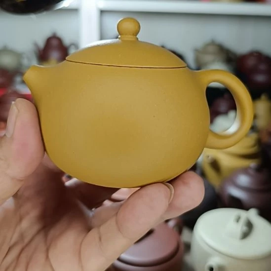 紫砂茶盘原矿黄金段泥西施260cc内推半手工